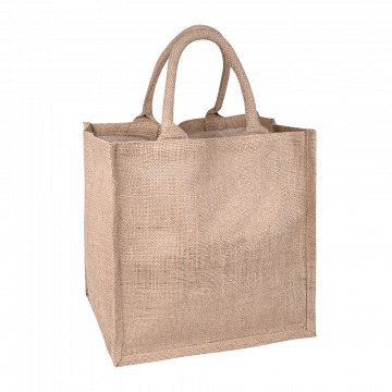 plottiX Einkaufstasche aus Jute - 30 x 30 x 19 cm - Natur