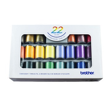 Brother Stickgarnset Hochglänzend 22 Farben (300m)