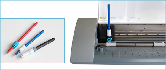 Stiftehalter im Hobbyplotter Silhouette CAMEO montiert
