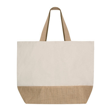 plottiX Einkaufstasche XL aus Baumwolle und Jute - 38 x 44..