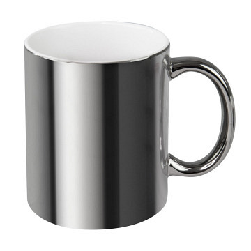 plottiX - 11oz Tasse Weiß mit Metallüberzug - Silber