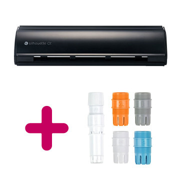 SILHOUETTE CAMEO 5 Alpha - Schwarz Matt + SILHOUETTE Stiftehalter Typ C mit XL Adapter