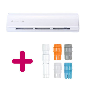 SILHOUETTE CAMEO 5 Alpha - Weiß + SILHOUETTE Stiftehalter Typ C mit XL Adapter